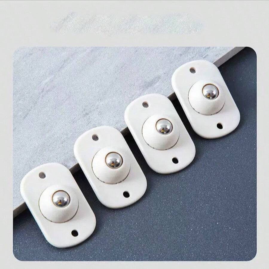 4pcs Self-Adhesive Mini Swivel Ball Casters, Stainless Steel 360° Rotating Adhesive Wheels For Storage Boxes, Furniture, Trash Cans - A - View 1
