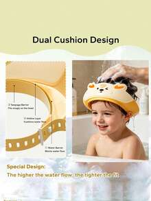 1pc Adjustable Cartoon Waterproof Bath Cap - Baby Bathing & Hair Washing Cap, Portable Shower Cap, Water-Shielding Eye Protection Design, Cute Deer Shape - High-Quality Ear Protection Function, Bathroom Essential Bathing Cap, Practical Bathroom Accessory, Fun Design, Comfortable To Wear - Multicolor - View 7