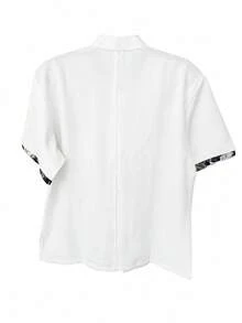 1 pieza Uniforme de chef de lino unicolor casual, blanco amigable con la piel - Blanco - Ver 8