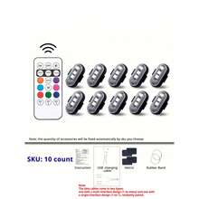 RGB LED闪光灯，无线遥控，8种可自定义颜色，可充电脚窝灯，内外装饰配件，SUV、卡车、摩托车、自行车、飞机必备防撞紧急频闪警示灯 - 彩色 - 查看 12