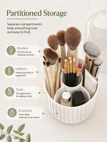 Minimalist Beauty Storage With Divided Compartments To Stop Clutter Modern Acrylic Makeup Brush Holder For Urban Professionals Compact Vanity Decor Ideal For Bathroom Countertop To Hold Eye Shadow Brushes - A - View 6