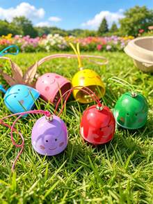 1pc/6pcs Creative Smiling Face Hanging Wind Chime, Includes Hanging Rope And Bells, Metal DIY Material, Crisp Sound, Holiday Decoration Bell Pendant, Suitable For Outdoor Patio - Multicolor - View 5