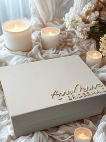 1pc Customized Name Gift Box, Personalized Text Luxury Gift Box With Ribbon, Magnetic Closure Bridesmaid/Proposal Box, Empty Gift Box, Birthday Gift - Multicolor - View 5