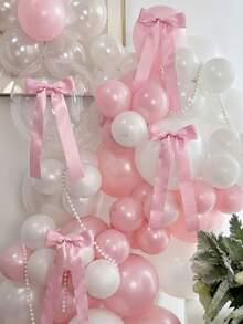 1pc Faux Pearl Bow Pendant Birthday Photo Prop Style Room Window Wedding Wall Background - Multicolor - View 4