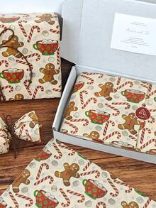 40pcs Christmas Brown Gingerbread Man Pattern Tissue Paper, 50.8 Cm X 35.56 Cm Gift Wrapping Paper, Suitable For Christmas Weddings, Valentine'S Day Gifts, Birthday Gift Packaging, Bouquet Packaging, Gift Bag Filling, And Party Gifts - Gingerbread Man - View 6