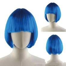1pc Fashion Short Wig With Bangs, Multi-Color Anime Cosplay Wig, Short Straight Synthetic Bob Wig, Blonde Bob Wig With Bangs, Women's Short Blonde Wig, Suitable For Cosplay, Festivals, Anime Conventions, Celebrations, Fluorescent Multi-Color Cosplay - Multicolor - View 13