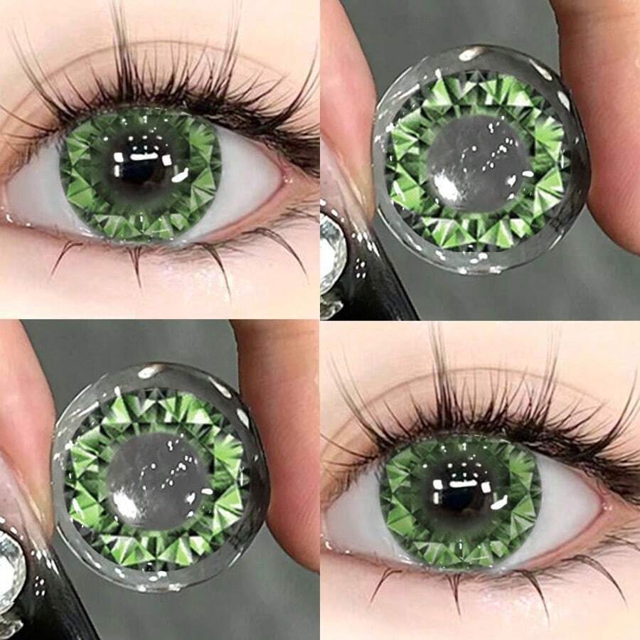 JeweLens 1 par de lentes de contacto de color diamante verde para maquillaje de ojos - Verde - Ver 1