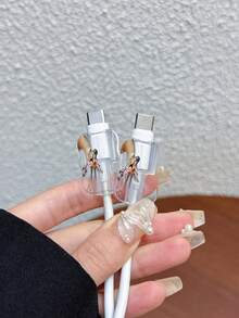 3件組波浪圖案充電線保護套 UV烤漆鹿設計 適用於英國標準 Apple 20W 快充充電器 英國標準充電器 防止線材損壞 - 彩色 - 查看 3