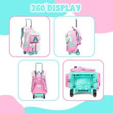 Backpack With Wheels For Girls Rolling Letter Backpack Cute Carry On Backpack Kids Luggage With Crossbody Bag And Pencil Case For Elementary Student - Children's Rolling Bags - View 4