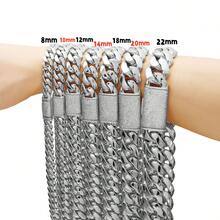1PC Iced Out Miami Cuban Link Necklace, 8-22mm Stainless Steel, Luxury Bling Hip Hop Jewelry Chains For Men, Unisex Accessory For Valentine's Day Gift - 8毫米/0.31英寸 - 查看 2