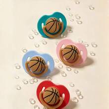 Nuevo paquete de 4 piezas de chupete de silicona suave para bebé con tetina para el pulgar, chupete con forma divertida de baloncesto, regalo perfecto para recién nacidos - Multicolor - Ver 5