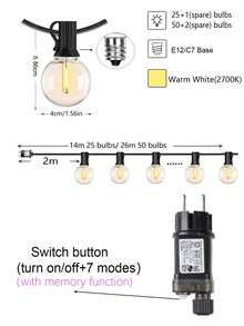 G40 戶外 LED 燈串 庭院仙女燈，適用於露台、新年、街道、陽台、聖誕節、露營、派對裝飾燈 - 查看 3