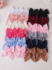 10pcs Women's Colorful Random Shiny Rhinestone Bow Hair Clips, Pearl Cute Princess Side Fringe Clips, Versatile Bangs Clips, 3D Hair Clips, Alligator Hair Clips, Side Clips, Girls Hair Accessories, Daily Use - Multicolor - View 8