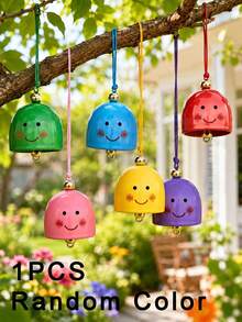 Optional 1/3/6pcs Random Color Smiling Face Wind Chime Set, Complete DIY Assembly Kit With Hanging Rope And Metal Bell, Easy Assembly Without Extra Tools. Made Of High-Quality Metal, Produces Clear And Pleasant Crisp Sound When Swayed By Wind, Soft And Non-Irritating Tone. - Bell - View 13