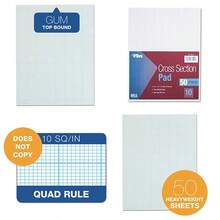 Cross-Section Pads, 8-1/2" X 11", Glue Top, Graph Rule 10 X 10,50 Sheets (35101 - White - View 1