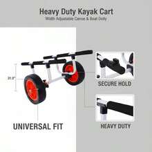 Wide Adjustable Canoe Carrier 12inch For Beach Sand Grass, Flatfree Wheels Boat Dolly Heavy Duty Kayak Trolley Adjustable Width Design Solid Tires Transport Tool-XY231180 - Default - View 4