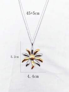 1pc Elegant Style Daisy Shaped Stainless Steel Women's Pendant Necklace Suitable For Daily Wear/Date/Travel/Gift - Multicolor - View 5