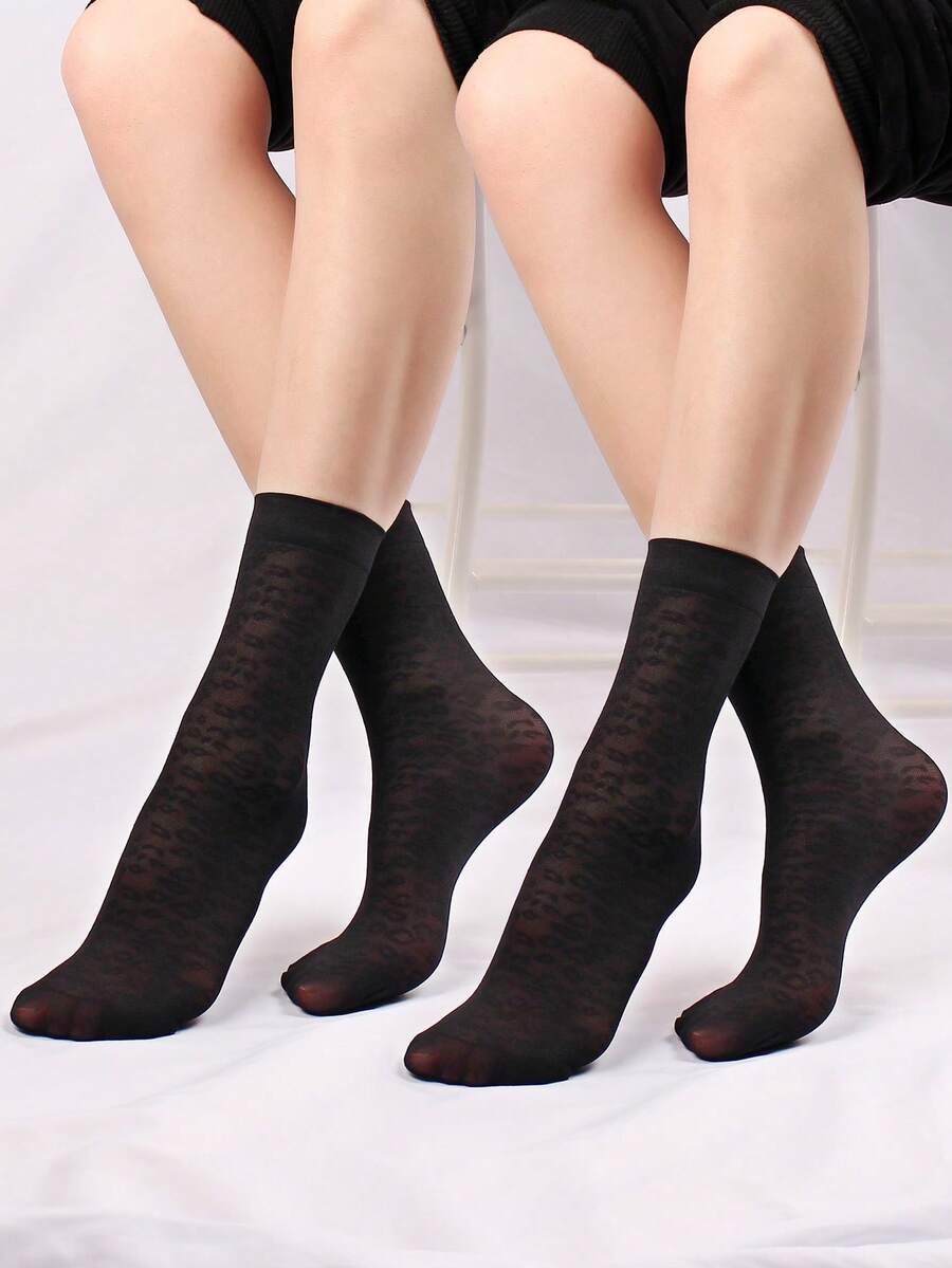 2雙女款40D純色短襪 - 黑色 - 查看 1