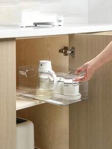 Telescopic Plastic Sliding Rail For Cabinet Drawer Storage Basket, No Drilling Side Mount Track For Kitchen Bathroom Office Dorm - View 2