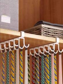 4Pcs Hat Storage Rack With 6 Hooks, Belt Rack, Wardrobe Accessories Organizer, Cabinet Clothes Hanging Rack, Minimalist No-Drill Design For Bedroom Closet Wardrobe Organization Solution - Multicolor - View 5