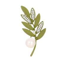 1pc/2pcs Rhinestone Leaf Brooch, Matte Green & Black Tone With Faux Pearl Accent, Nature-Inspired Pin For Women's Coats, Dresses & Scarves - A - View 4