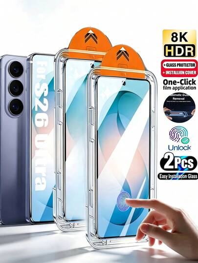 Gorilla Hero 2 szt. wysokiej rozdzielczości natychmiastowo przyklejane bezpyłowe szkło hartowane na ekran, kompatybilne z Samsung Galaxy S26 Ultra/ S25 Plus S25/ S24 Plus/ S24/ S23 /S22/ S21 Plus/ A33 /A54/ A53/A17/A16/A56, ochrona prywatności, ultracienkie, pełne pokrycie, antyodciski palców, odporne na zarysowania, prezent urodzinowy, dla rodziny i przyjaciół, akcesoria do telefonu