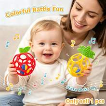 Fruit Shaped Baby Rattle Toy, Soft Hand Grab Ball With Rattle Sound, Early Educational Sensory Toy, Textured Teething Relief Toy For Newborn 0 Month+, Perfect Baby Shower Gift - 彩色 - 查看 2