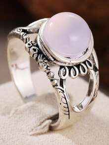 Vintage Damenring mit Cut Out Blumenverzierung, Wald-Landhausstil, vielseitiges Accessoire für Dates und Urlaub - Babypink - Übersicht 10
