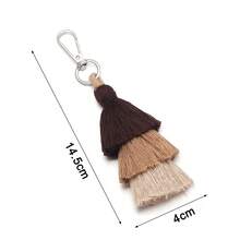 1pc/Pack Tassel Keychain 14.5cm Gradient Color Three-Layer Tassel Christmas Tree Pendant Phone Charm Decoration Handmade DIY Clothing Accessories Bag Jewelry Parts - Tassel Keychain - View 5