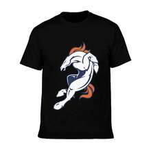 Den-ver-Bro-ncos Camiseta Hombre Algodón Suave y Elástica Cuello Redondo, Corte Ajustado Cómodo, Transpirable y Resistente Básica para Diario, Oficina o Salidas Casuales - Negro - Ver 7