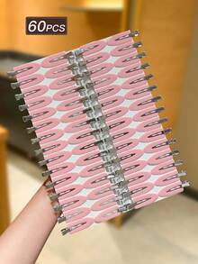 30/60件組女士純色髮夾，簡約百搭款，黑色髮夾、粉色髮夾，小號鱷魚夾式髮夾，女士髮飾髮夾，度假配件，適合日常休閒與外出穿搭 - 粉色 - 查看 9