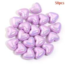 50 PIEZAS Cuentas con forma de corazón recubiertas de acrílico con agujero , adecuadas para la fabricación de joyas, materiales para pulseras y collares de cuentas hechos a mano DIY, regalo perfecto para el Día de San Valentín, aniversario, cumpleaños para tu ser querido - Multicolor - Ver 19