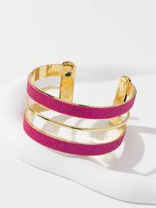 1 buah Gelang Bangle Terbuka Logam Berongga Minimalis Berkilau Halus untuk Wanita, Cocok untuk Dekorasi Saat Bepergian - Merah Mawar - B463 - View 16