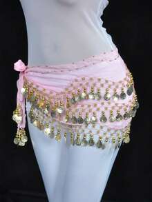 128pcs Coin Music Festival Waist Chain, Belly Dance Hip Scarf, Soft Belly Dance Skirt, Sequin Skirt, Suitable For Star Performance, Ballet Stage Performance, Bohemian Style, Halloween Women's Outfit, Party Carnival Nightlife Beach Wear Accessory - Multicolor - View 16