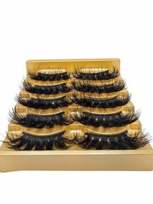 Instant Eye Enlargement! 5 Pairs 14mm Long-Lasting Voluminous False Eyelashes, Dramatic Thickening And Lengthening, Instantly Transform Into An Electric Eye Goddess - View 5
