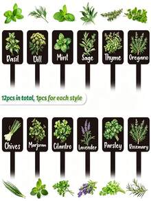 12pcs Garden Yard Labels, 12 Types Garden Markers, Nursery Indoor Outdoor Garden Decor - Multicolor - View 5