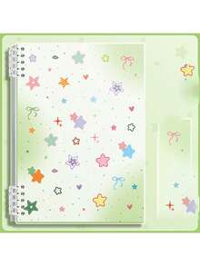 1本多巴胺彩色星星鬆散葉筆記本 B5 高審美筆記本 A5 可拆卸筆記本 學生備忘錄日記 學用品 - 本子 - 查看 6