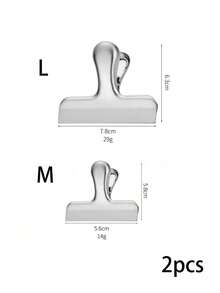 1pc Luxury Gold Stamping Stainless Steel Clip, Versatile For Food, Documents, Office Supplies, Back To School - Gold - View 20