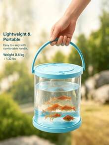 1pc Foldable Mini Fish Tank, Transparent Fish Transport Container/Fishing Bucket, Suitable For Fishing, Releasing, Beach Trips, Lakeside Outings And Outdoor Activities - Multicolor - View 1