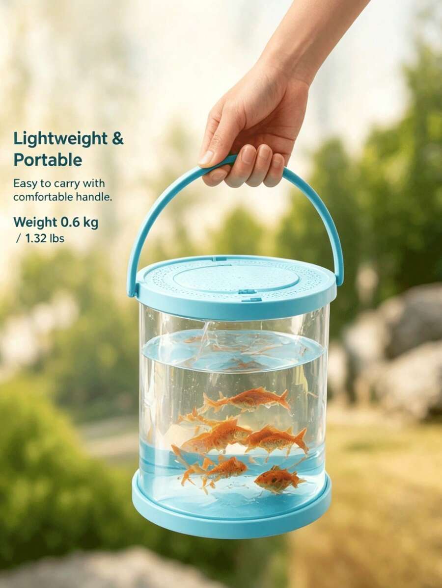 1pc Foldable Mini Fish Tank, Transparent Fish Transport Container/Fishing Bucket, Suitable For Fishing, Releasing, Beach Trips, Lakeside Outings And Outdoor Activities - Multicolor - View 1