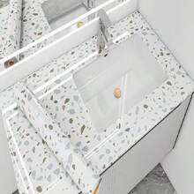 1 Gulungan Kertas Kontak Tahan Air Motif Granit Emas, Pelapis Meja Dapur, Stiker Rak Kabinet, Laminasi Meja Dapur, Kertas Meja Granit Perekat Sendiri, Dekorasi Rumah - A - View 2