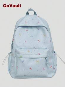 Colorful Bow Print Girls Backpack, Lightweight Student School Bag, Multifunctional Campus Backpack For Teen Girls, Suitable For Middle And High School - Multicolor - View 1