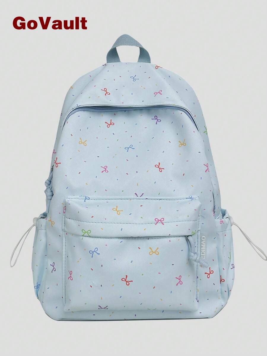 Colorful Bow Print Girls Backpack, Lightweight Student School Bag, Multifunctional Campus Backpack For Teen Girls, Suitable For Middle And High School - Multicolor - View 1