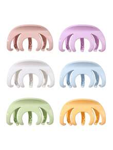 1/6 piezas de pinzas para el cabello suaves, pinzas de garra de unicolor multifuncionales para la parte trasera de la cabeza, adecuadas para maquillaje, playa, fiesta, accesorios para el cabello, 6 colores disponibles - Multicolor #7 dientes - Ver 35
