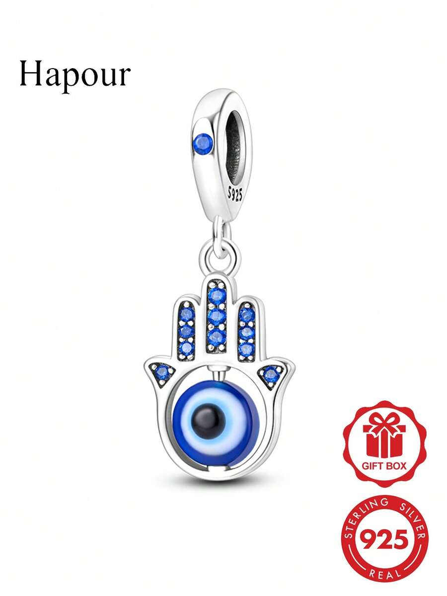 925纯银旋转眼睛吊坠，适用于原装手链和项链，DIY珠宝礼品 - 銀色 - 查看 1