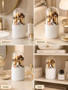 Minimalist Beauty Storage With Divided Compartments To Stop Clutter Modern Acrylic Makeup Brush Holder For Urban Professionals Compact Vanity Decor Ideal For Bathroom Countertop To Hold Eye Shadow Brushes - A - View 12