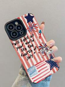 1pc New Fashion Red & White Star Striped Flag Pattern Shockproof Leather Phone Case, Daily Protection Essential, Style, Perfect Gift For Friends And Family, Compatible With Iphone17/17Air/17Pro/17ProMax/IPhone16/16Plus/16Pro/16ProMax/IPhone15/15Plus/15Pro/15ProMax/IPhone14/14Plus/14Pro/14ProMax/IPhone13/13Pro/13ProMax/IPhone12/12Pro/12ProMax/IPhone11/IPhone11Pro/11ProMax - Multicolor - View 4