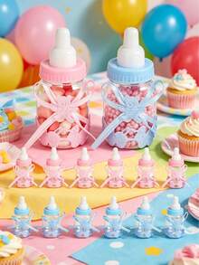 12/24Pcs Shower Party Small Gift Pink Blue Bottle Candy Box, Baby Gift Party Small Gift, Party Cake Table Decoration, Party Supplies - Multicolor - View 2