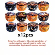 16pcs Halloween Empty Candle Tins With Lids, Random Assorted Pumpkin Ghost Skull Print Round Metal Candle Containers, DIY Candle Making Supplies, Holiday Gift Storage Boxes - Multiple Styles - View 13