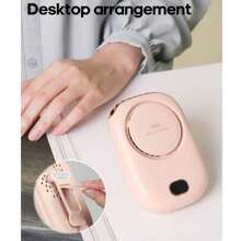 1pc Rechargeable 1800mAh Bladeless Mini Fan, Neck-Hanging Hands-Free Fan With Adjustable Lanyard And Stand, Desktop Use, 3-Speed Wind, Battery Display, Camping, Beach, Travel Accessory, Back To School Outdoor Summer Air Cooler - Neck Fan - View 7